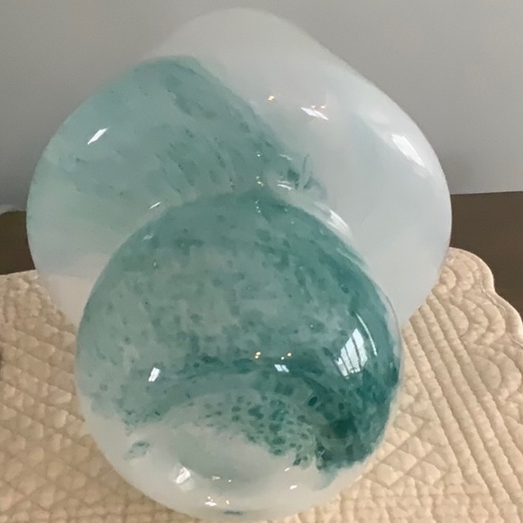 Elegant Green and White Glass Candle  Lamp New - Picture 5 of 5